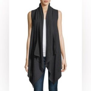 MNML Charcoal Sleeveless Knit Waterfall Cardigan Large